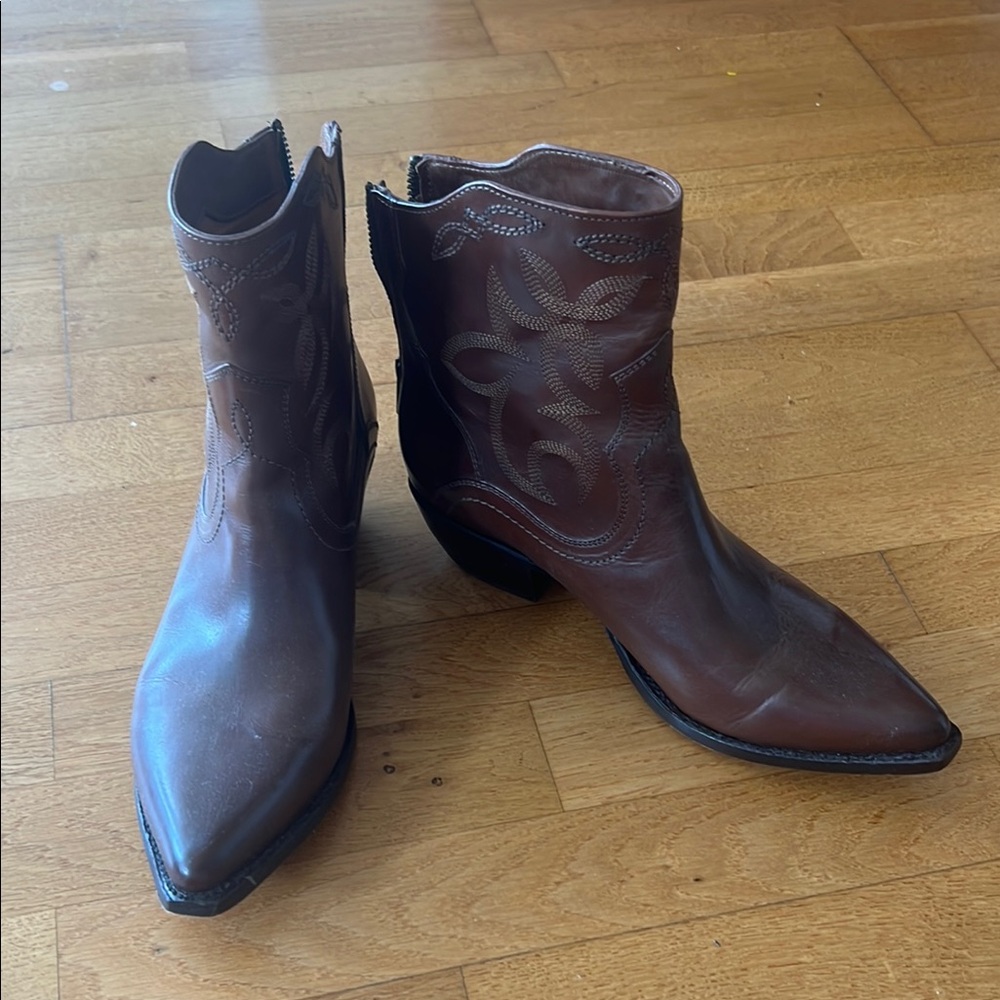 Frye Brown Western Ankle Boots
